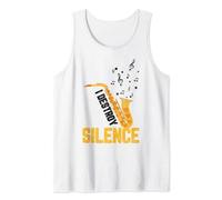 I Destroy Silence Fun Saxophone Player Jazz Musicien Graphic Débardeur