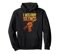 I Destroy Silence Poing de Batteur Vintage Sweat à Capuche