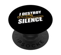 I Destroy Silence Trombone Trombone PopSockets PopGrip Adhésif