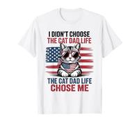 I Didn't Choose The Cat Dad Life Drapeau américain Chat Mignon Homme T-Shirt