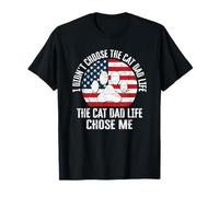 I Didn't Choose The Cat Dad Life Drapeau américain Patte de Chat Homme T-Shirt