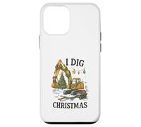 I Dig Christmas Excavator Tree Lights Construction Holiday Coque pour iPhone 12 Mini