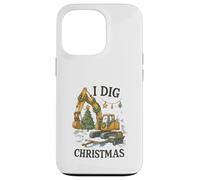 I Dig Christmas Excavator Tree Lights Construction Holiday Coque pour iPhone 13 Pro