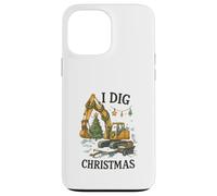 I Dig Christmas Excavator Tree Lights Construction Holiday Coque pour iPhone 13 Pro Max