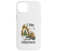 I Dig Christmas Excavator Tree Lights Construction Holiday Coque pour iPhone 14 Plus