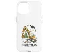 I Dig Christmas Excavator Tree Lights Construction Holiday Coque pour iPhone 15
