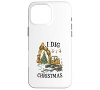 I Dig Christmas Excavator Tree Lights Construction Holiday Coque pour iPhone 16 Pro Max