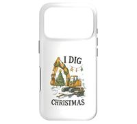 I Dig Christmas Excavator Tree Lights Construction Holiday Coque pour iPhone 17 Pro