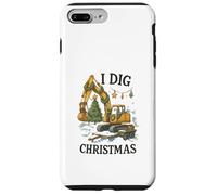 I Dig Christmas Excavator Tree Lights Construction Holiday Coque pour iPhone 7 Plus/8 Plus