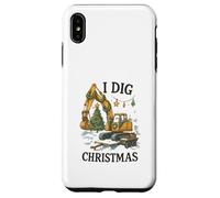 I Dig Christmas Excavator Tree Lights Construction Holiday Coque pour iPhone XS Max