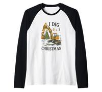 I Dig Christmas Excavator Tree Lights Construction Holiday Manche Raglan