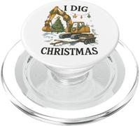 I Dig Christmas Excavator Tree Lights Construction Holiday PopSockets PopGrip pour MagSafe