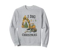 I Dig Christmas Excavator Tree Lights Construction Holiday Sweatshirt