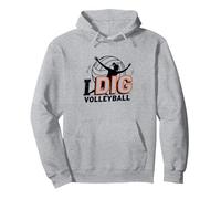 I Dig Volleyball : Silhouette de Joueur énergique Sweat à Capuche, Unisexe pour Adultes, Gris Chiné, XL