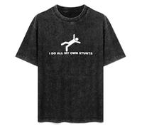 I Do All My Own Stunt Falling Unisex T-Shirt Printed Tee Graphic Top Men Black Shirt S