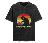 I Do What I Want Cat Lovers Unisex T-Shirt Printed Tee Graphic Top Men Black Shirt S