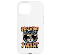 I do What I Want Cat Retro Funny Cat Lover Coque pour iPhone 15
