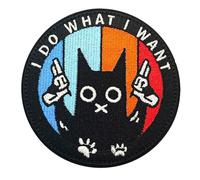 I Do What I What Noir Patch de Chat Avec Pistolet, Patch Amusant Motif Chat Brodé Militaire Tactique Pour Vêtements, Sac à Dos, Vestes, Harnais Ppour Chien, 1 Pièce