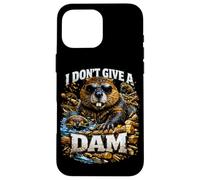 I Don't Give A Dam Beaver Pun Bootleg Style Meme Dad Blague Coque pour iPhone 16 Pro Max