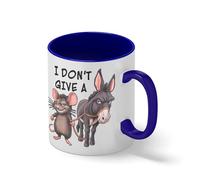I Don't Give A Rat's Ass Funny Coffee Mug - Sarcastic Pun Gag Gift - Novelty Office Humor Cup Blanc tasse de café avec le bleu et poignée Rim Mug