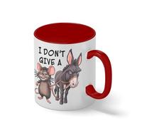 I Don't Give A Rat's Ass Funny Coffee Mug - Sarcastic Pun Gag Gift - Novelty Office Humor Cup Blanc tasse à café avec Red Rim et poignée Mug