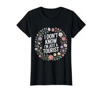 I Don't Know I'm Just A Tourist - T-Shirt Graphique avec Valeur, Femme, Noir, L