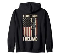 I Don't Run I Reload Funny Gun Funny Flag Vintage (ON BACK) Sweat à Capuche