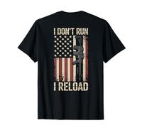 I Don't Run I Reload Funny Gun Funny Flag Vintage (ON BACK) T-Shirt