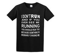 I Don't Run. If I'm Running You Should Run Too T-Shirt Graphic Printed Funny Tee for Men Black 3XL