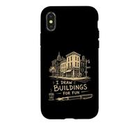I Draw Buildings for Fun Urban Sketching Architecect Lover Art Coque pour iPhone X/XS