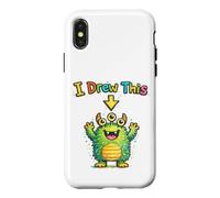I Drew This Cute Monster Funny Kids Art Teacher Humour Coque pour iPhone X/XS