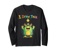I Drew This Cute Monster Funny Kids Art Teacher Humour Manche Longue
