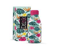 I-Drink Bouteille thermique en acier à double paroi 350/500/750/1000 ml, Décorée (1000 ML, Tropical)