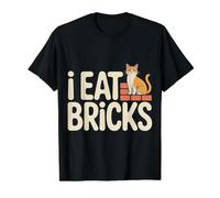 I Eat Bricks Blague de Construction absurde ||- T-Shirt Graphique avec Valeur, Homme, Noir, L