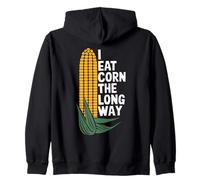 I Eat Corn The Long Way Blague Maïs Humour Légumes Amusant Sweat à Capuche
