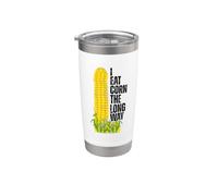 I Eat Corn The Long Way Funny Gobelet isotherme en acier inoxydable double paroi