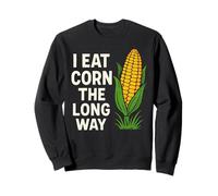 I Eat Corn The Long Way Funny Vegetable Retro Sweatshirt