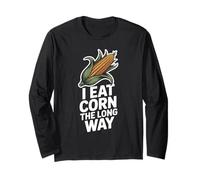 I Eat Corn The Long Way Humour Maïs Illustration Drôle Manche Longue