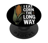 I Eat Corn The Long Way Humour Maïs Vintage pour Foodies PopSockets PopGrip Adhésif