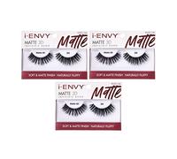 i-Envy - 3 paires de faux cils mats 3D Collection, bande invisible, finition lisse et mate