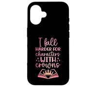 I Fall for The Characters W/Crowns Fantasy Book Lover Tee Coque pour iPhone 16