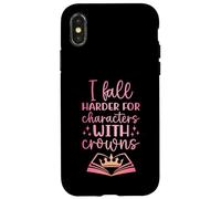 I Fall for The Characters W/Crowns Fantasy Book Lover Tee Coque pour iPhone X/XS
