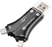 I-FlashDevice Lecteur de carte SD 4 en 1 HD USB Type C SD/TF Adaptateur pour iPhone iPad Android PC Noir