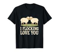 I Flocking Love You Sheep Pun Jeu de Mots Motif Animaux Sauvages T-Shirt