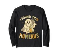 I Found This Humerus Funny Ghost Patchwork Halloween Manche Longue