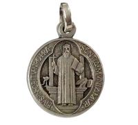 I G J Médaille de Saint Benoît de Norcie - en Argent Massif 925 - Petite taille - 100% fabriquée en Italie - Médaille de Saint patron