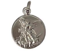 I G J MÉDAILLE DE SAINT MICHEL ARCHANGE ARGENT 925 - AVEC TRAITEMENT ANTI-OXYDANT - 100% MAD IN ITALY (Argent plaqué rhodium (Taille Moyenne))