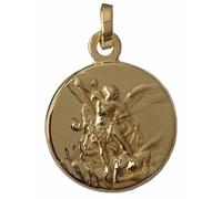I G J MÉDAILLE DE SAINT MICHEL ARCHANGE ARGENT 925 - PLAQUÉ OR (GARANTI) - 100% MAD IN ITALY (Petite Taille)