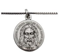 I G J MÉDAILLE DU SAINT VISAGE DU CHRIST EN ARGENT 925 AVEC CHAÎNE EN ARGENT
