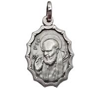 I G J MÉDAILLE OVALE EN ARGENT 925 DE SAN PIO DA PIETRELCINA (PADRE PIO) / SAINTE MARIE DES GRÂCES - FABRIQUÉE EN HAUT RELIEF - 100% FABRIQUÉE EN ITLAY
